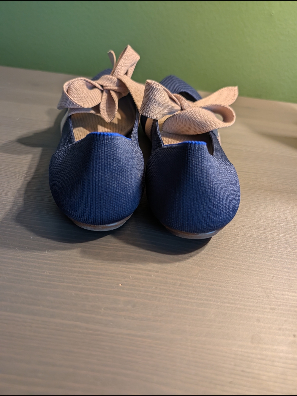 Rothy's The Point Mary Jane Sapphire Blue Fawn Bow Flat Shoes Size 8 - Picture 2 of 5